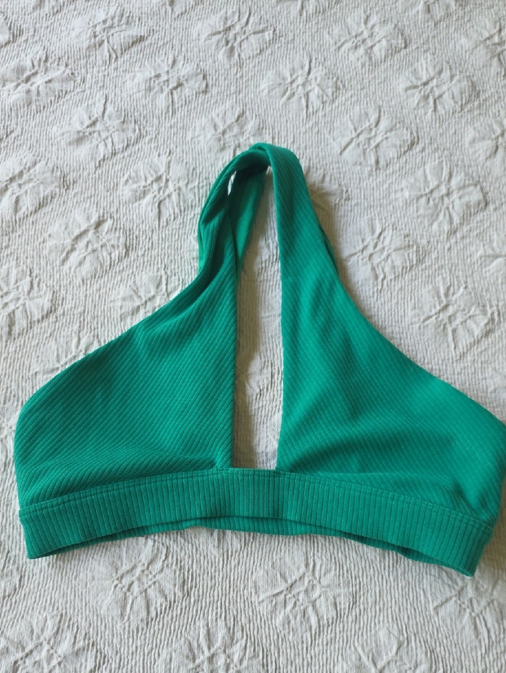 ALO Yoga Emerald Green Ribbed Halter Tank Top